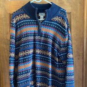 L.L. Bean Fair Isle 1/4 Zip Sweater